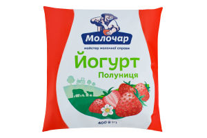 Йогурт питний МОЛОЧАР полуниця, 1%, 400 г